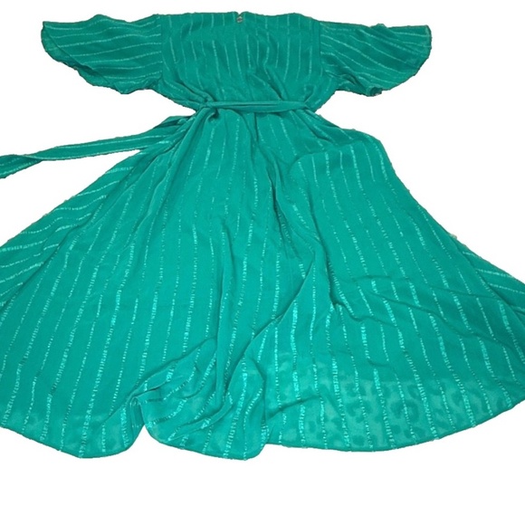 Tommy Hilfiger Women's Faux Wrap Style Dress with Tie; Emerald Green; Size 12 - Picture 4 of 7